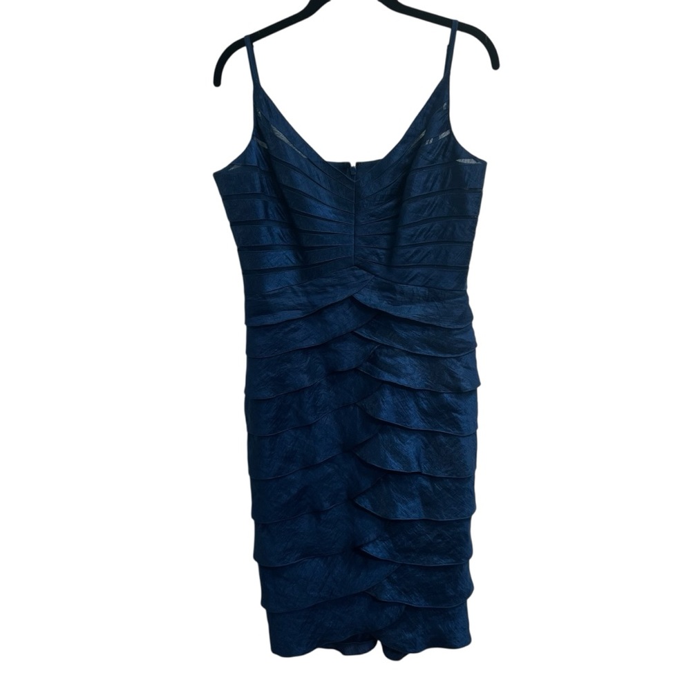 Adrianna Papell Occasions Blue Cocktail Ruffle Tiered Evening Dress size 12